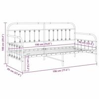Bedframe voor een daybed met hoofdeinde Wit 90 x 190 cm Staal - thumbnail