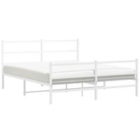 Bedframe met hoofd- en voeteneinde metaal wit 150x200 cm - thumbnail