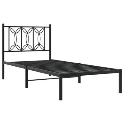 Bedframe met hoofdbord metaal zwart 80x200 cm