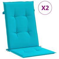 VidaXL Stoelkussens 2 st hoge rug stof turquoise - thumbnail