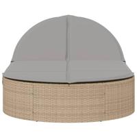 Ligbed 2-persoons met kussens poly rattan beige - thumbnail