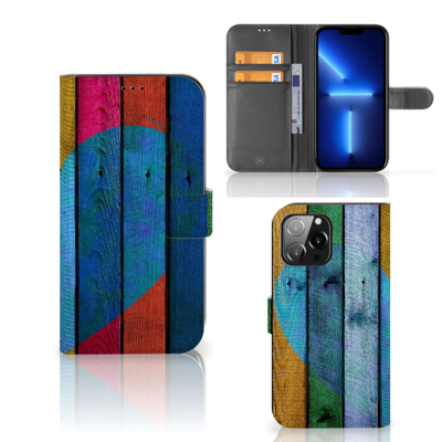 iPhone 13 Pro Max | Book Style Case | Wood Heart - Cadeau voor je Vriend iPhone 13 Pro Max | Book Style Case | Wood Heart - Cadeau voor je Vriend