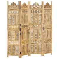 VidaXL Kamerscherm 4 panelen handgesneden 160x165 cm massief mangohout - thumbnail