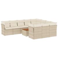 11-delige Tuinset met kussens poly rattan beige - thumbnail