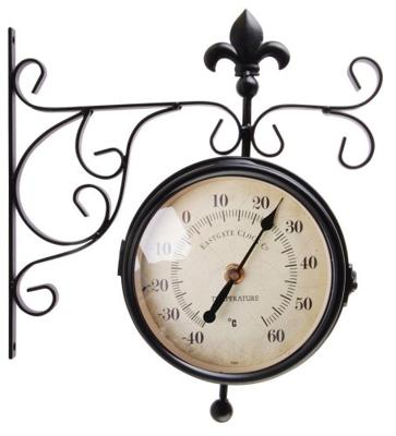 Stationsklok met thermometer / Esschert Design