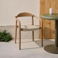 Kave Home Tuin / Eetkamerstoel 'Nina' Acaciahout, kleur Ecru - thumbnail