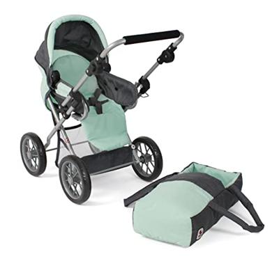 Combi-poppenwagen Leni - Melange Antraciet Mint
