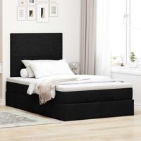 Ottoman bed met matras en LED's 120x200cm stof zwart - thumbnail