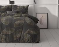 RoyalTextile - Golden Leaf Dekbedovertrek - Antraciet - 200 x 220 - thumbnail