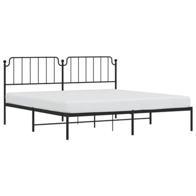 Bedframe met hoofdbord metaal zwart 193x203 cm