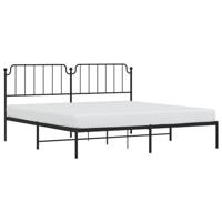 Bedframe met hoofdbord metaal zwart 193x203 cm - thumbnail