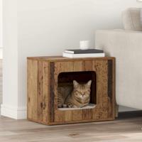 Kattenhuis Oudhout 51 x 30 x 42 cm Bewerkt hout - thumbnail