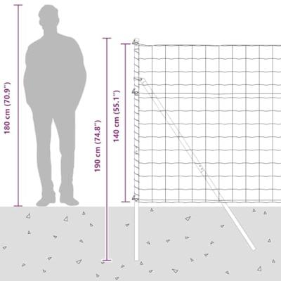 VidaXL Hek met paal groen 1,4 x 10 m staal en pvc