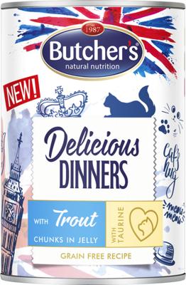 BUTCHER'S Delicious Dinners Stukjes met forel in gelei - nat kattenvoer - 400g