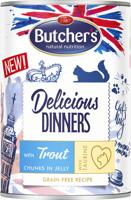 BUTCHER'S Delicious Dinners Stukjes met forel in gelei - nat kattenvoer - 400g - thumbnail