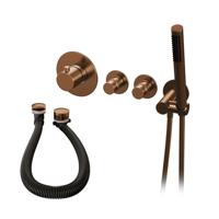 Brauer Copper Edition Badkraan inbouw - douchegarnituur - 3 gladde knoppen - handdouche staaf 1 stand - PVD - geborsteld koper 5-GK-046 - thumbnail