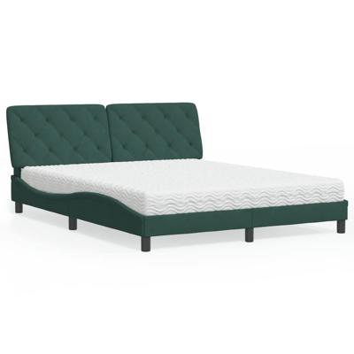 Bed met matras fluweel donkergroen 160x200 cm