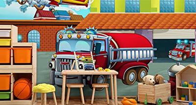 Fotobehang - Brandweer brigade, kinderkamer, premium print, inclusief behanglijm