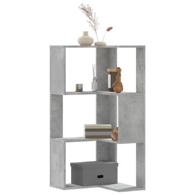 Boekenkast 3-laags hoek 50x50x102 cm bewerkt hout betongrijs