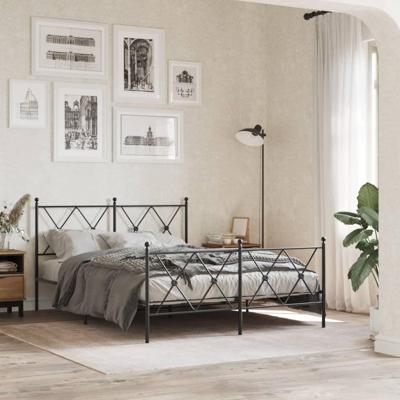 Bedframe met hoofd- en voeteneinde metaal zwart 140x190 cm