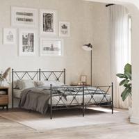 Bedframe met hoofd- en voeteneinde metaal zwart 140x190 cm - thumbnail