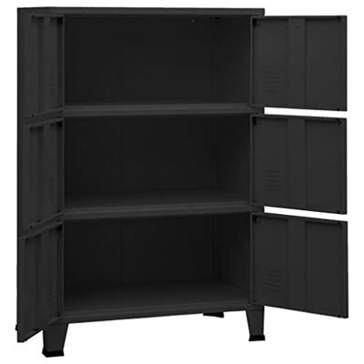 Opbergkast industrieel 75x40x115 cm metaal zwart