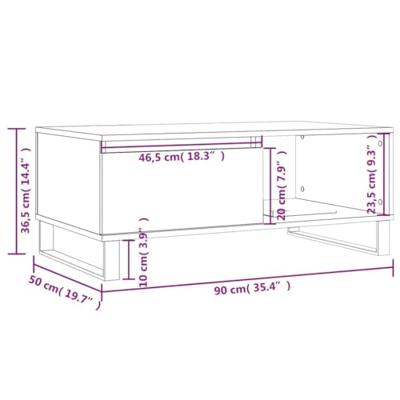 Salontafel 90x50x36,5 cm bewerkt hout bruineikenkleurig Salontafel 90x50x36,5 cm bewerkt hout bruineikenkleurig