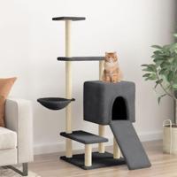 Kattenmeubel met sisal krabpalen 130,5 cm donkergrijs - thumbnail