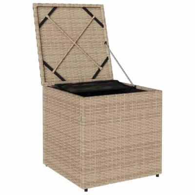Kussenbox met opslag Beige 50 x 50 x 50 cm poly rattan