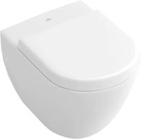Villeroy & Boch Subway wandcloset - 56cm - met spoelrand - vlakspoel - ceramic+ - zonder zitting - glans wit 660310r1 - thumbnail