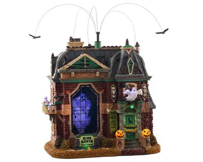 Lemax black raven manor bewegend huisje Spooky Town 2021