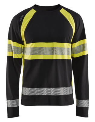 Blåkläder High-Vis T-Shirt lange mouwen 35101030 | Zwart/High-Vis Geel | Maat XS - 7330509799383
