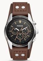 Fossil CH2891 Horloge Coachman Chronograaf staal-leder zilverkleurig-zwart-bruin 44 mm - thumbnail