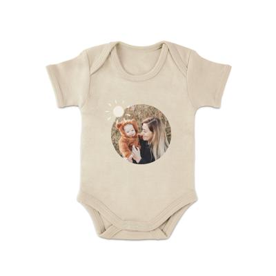 Romper bedrukken - Korte mouw - Beige - 74/80