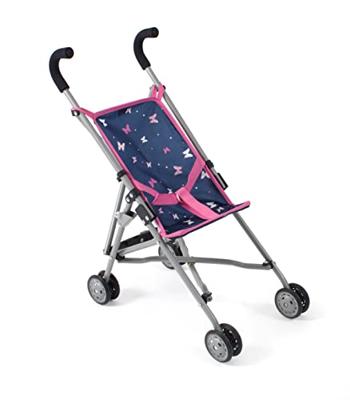 Mini-Poppenbuggy Roma - Vlinders Navy Roze