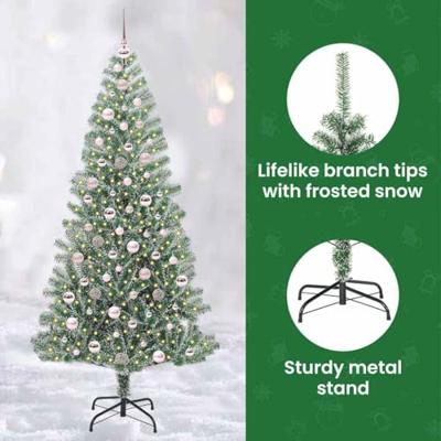 VidaXL Kunstmatige kerstboom sneeuw gevlochten met led licht 210 cm