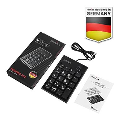Perixx PERIPAD-202 C H Numeriek toetsenbord Kabelgebonden USB-hub Zwart