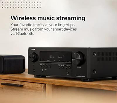 Denon AVR-S570BT (model 2022) 5.2-kanaals AV-ontvanger - 8K Ultra HD-audio en video, verbeterde game-ervaring, draadloos streamen via ingebouwde Bluetooth, (4) 8K HDMI-ingangen, ondersteunt eARC
