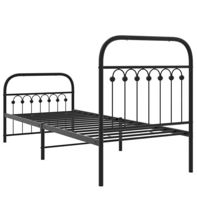 Bedframe met hoofd- en voeteneinde metaal zwart 75x190 cm