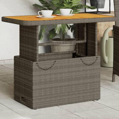 Tuintafel 90x55x71 cm poly rattan en acaciahout grijs Tuintafel 90x55x71 cm poly rattan en acaciahout grijs
