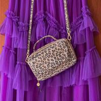 Dames leren schoudertas - suede panterprint - MŌSZ Naomi - thumbnail