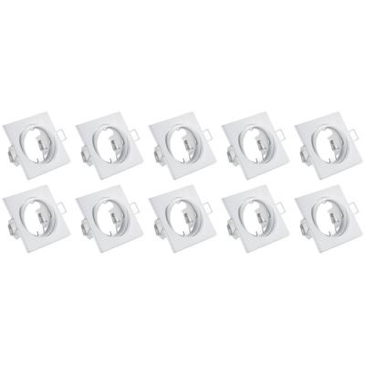 Kantelbare Vierkante Inbouwspot 10-pack - GU10 - Wit Aluminium - 80mm