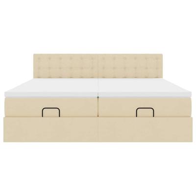 Ottoman bed met matrassen 180x200cm stof crèmekleurig