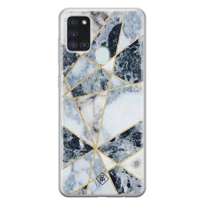 Samsung Galaxy A21s siliconen hoesje - Marmer blauw