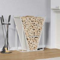 VidaXL Brandhoutrek 69,5x35x81 cm koudgewalst staal wit - thumbnail