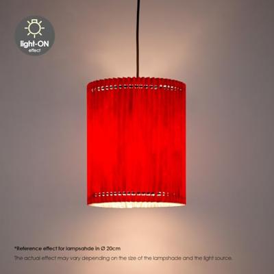 Papieren Gevouwen Lampenkap - Cilindrisch - Rood - ø20 x 24 cm - E27 fitting - Voor Tafellampen - Ontworpen voor woonkamer en eetkamer