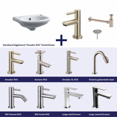 FonteinPack Trevi Keramiek 38x25x9 cm RVS (Keuze uit 8 kranen)