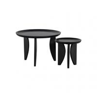 vtwonen High Heels Bijzettafels - Mangohout - Zwart - Set van 2 - thumbnail