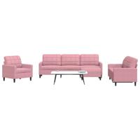 4-delige Loungeset met kussens fluweel roze - thumbnail