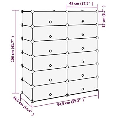 VidaXL Schoenenrek 94,5x36,5x106 cm polypropeen transparant VidaXL Schoenenrek 94,5x36,5x106 cm polypropeen transparant